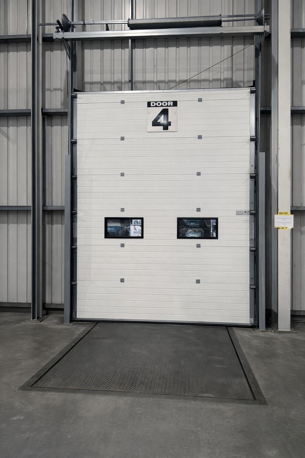 Dock leveller and loading bay door at a distribution warehouse